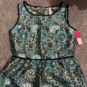 Xhilaration Blue and Green Floral Mini Dress